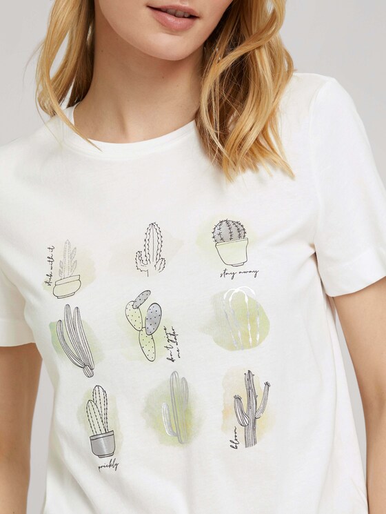 Print T-Shirt mit Bio-Baumwolle - Frauen - Whisper White Print T-Shirt mit Bio-Baumwolle - Frauen - Whisper White - 9 - TOM TAILOR