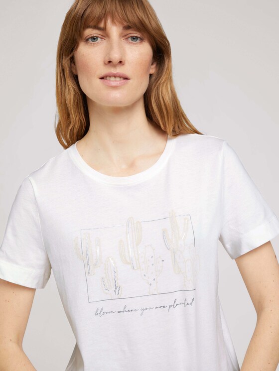 Print T-Shirt mit Bio-Baumwolle - Frauen - Off White Print T-Shirt mit Bio-Baumwolle - Frauen - Off White - 9 - TOM TAILOR