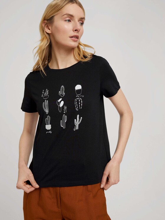 Print T-Shirt mit Bio-Baumwolle - Frauen - deep black Print T-Shirt mit Bio-Baumwolle - Frauen - deep black - 5 - TOM TAILOR