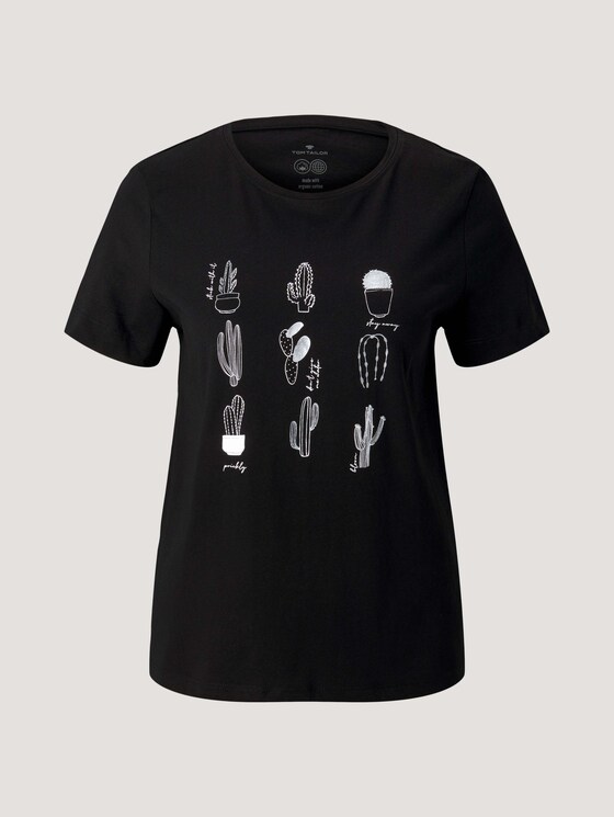Print T-Shirt mit Bio-Baumwolle - Frauen - deep black Print T-Shirt mit Bio-Baumwolle - Frauen - deep black - 7 - TOM TAILOR