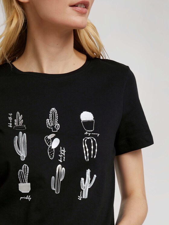 Print T-Shirt mit Bio-Baumwolle - Frauen - deep black Print T-Shirt mit Bio-Baumwolle - Frauen - deep black - 9 - TOM TAILOR