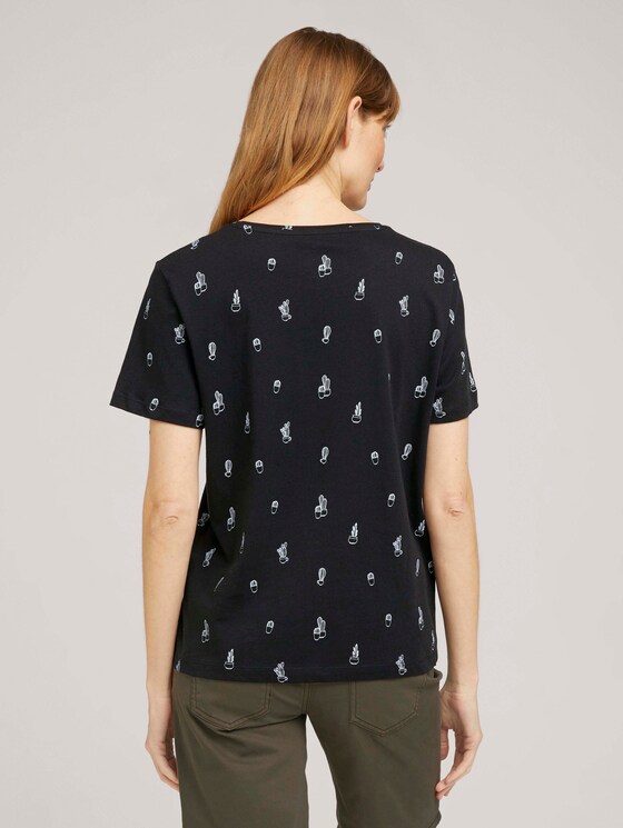 Print T-Shirt mit Bio-Baumwolle - Frauen - black white cactus design Print T-Shirt mit Bio-Baumwolle - Frauen - black white cactus design - 2 - TOM TAILOR
