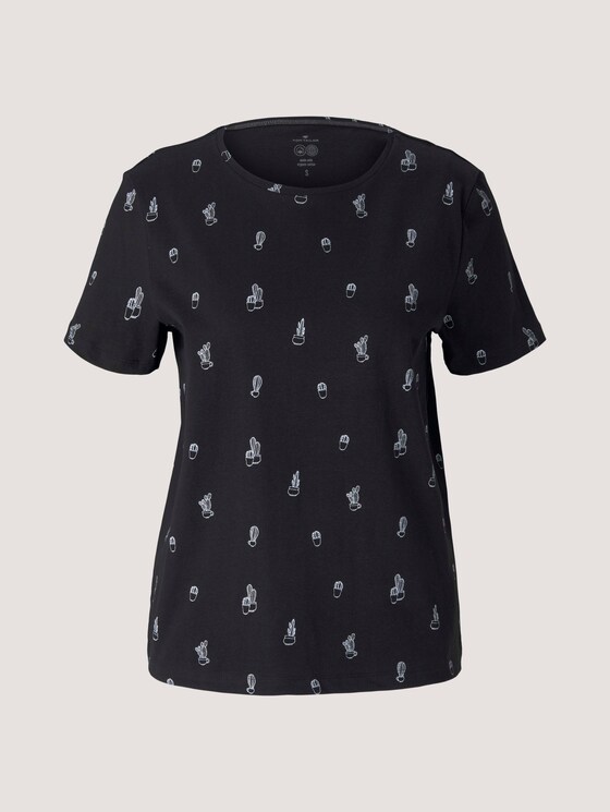 Print T-Shirt mit Bio-Baumwolle - Frauen - black white cactus design Print T-Shirt mit Bio-Baumwolle - Frauen - black white cactus design - 7 - TOM TAILOR