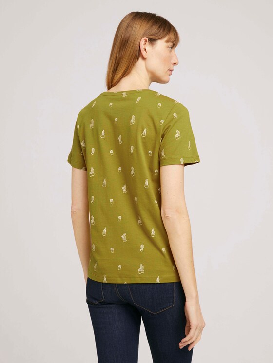 Print T-Shirt mit Bio-Baumwolle - Frauen - green white cactus design Print T-Shirt mit Bio-Baumwolle - Frauen - green white cactus design - 2 - TOM TAILOR