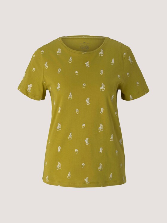 Print T-Shirt mit Bio-Baumwolle - Frauen - green white cactus design Print T-Shirt mit Bio-Baumwolle - Frauen - green white cactus design - 7 - TOM TAILOR