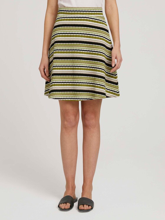 Rock mit strukturiertem Streifenmuster - Frauen - green multicolor stripe Rock mit strukturiertem Streifenmuster - Frauen - green multicolor stripe - 1 - TOM TAILOR