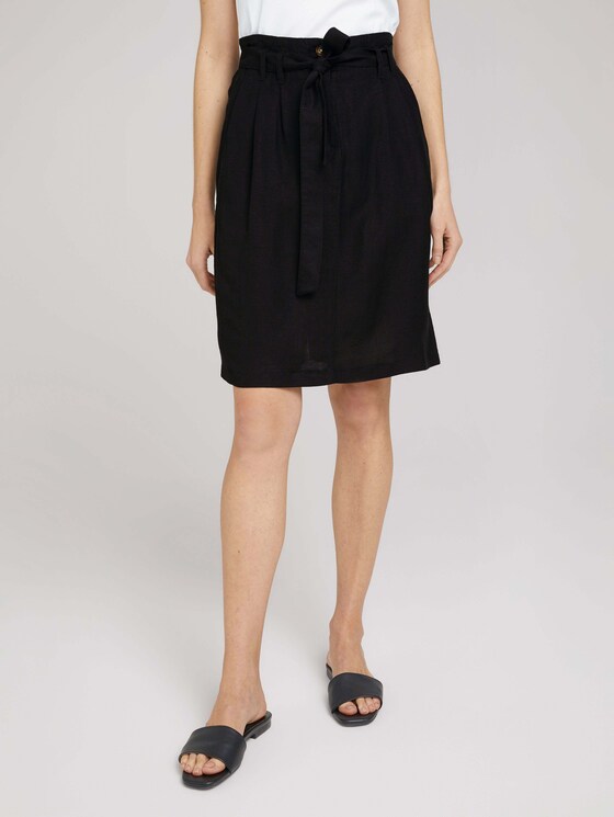 High Waist Rock mit Leinen - Frauen - deep black High Waist Rock mit Leinen - Frauen - deep black - 1 - TOM TAILOR