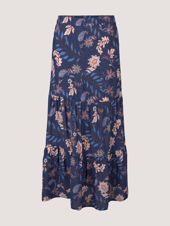 Geprinte maxi rok met volant - Vrouwen - navy floral design Geprinte maxi rok met volant - Vrouwen - navy floral design - 7 - TOM TAILOR