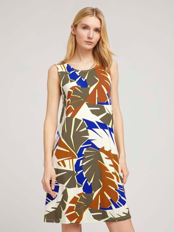 Jersey dress with back details - Women - multicolor botanical design Jersey dress with back details - Women - multicolor botanical design - 1 - TOM TAILOR