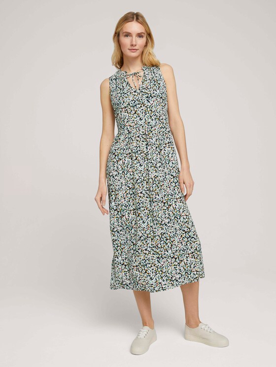 Ärmelloses Midikleid mit Print - Frauen - navy burred floral design Ärmelloses Midikleid mit Print - Frauen - navy burred floral design - 1 - TOM TAILOR