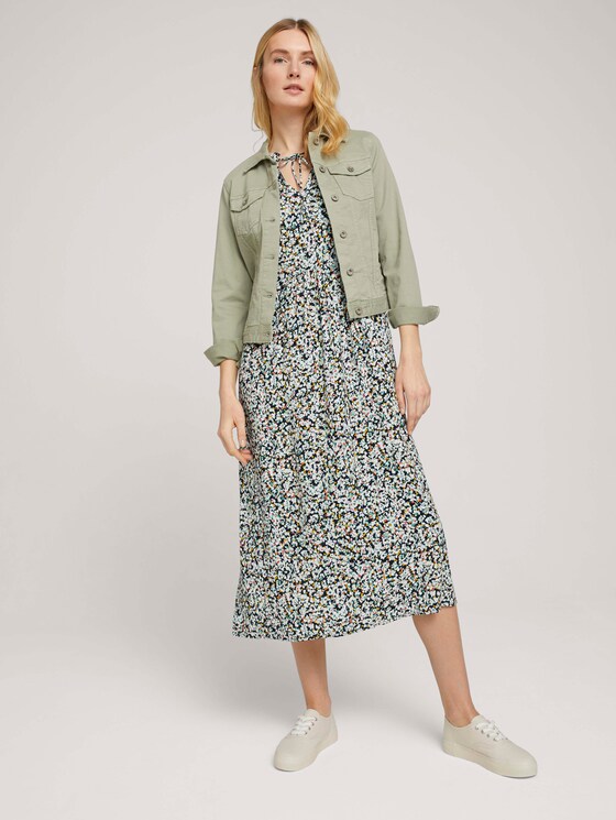 Ärmelloses Midikleid mit Print - Frauen - navy burred floral design Ärmelloses Midikleid mit Print - Frauen - navy burred floral design - 3 - TOM TAILOR