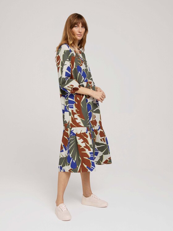 Popeline Midikleid mit Volants - Frauen - multicolor botanical design Popeline Midikleid mit Volants - Frauen - multicolor botanical design - 3 - TOM TAILOR