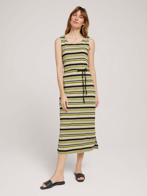 Mouwloze Maxi Jurk met getextureerde streep - Vrouwen - green multicolor stripe Mouwloze Maxi Jurk met getextureerde streep - Vrouwen - green multicolor stripe - 1 - TOM TAILOR