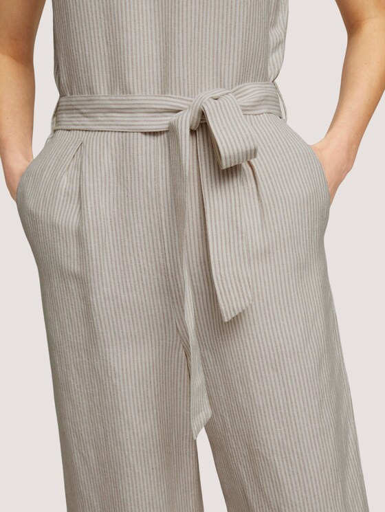 Lockerer Jumpsuit mit Leinen - Frauen - offwhite thin stripe woven Lockerer Jumpsuit mit Leinen - Frauen - offwhite thin stripe woven - 9 - TOM TAILOR