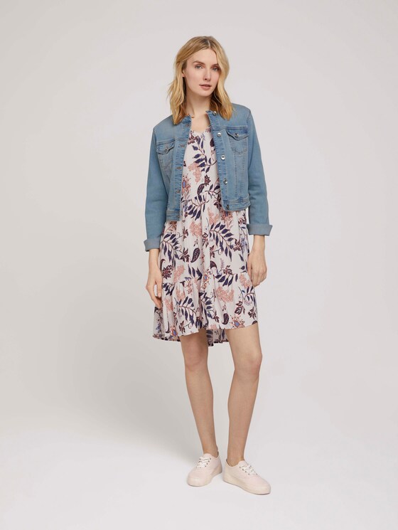 Gemustertes Blusenkleid mit Volants - Frauen - white floral design Gemustertes Blusenkleid mit Volants - Frauen - white floral design - 3 - TOM TAILOR