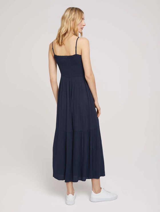 Gerafftes Midikleid mit Spaghettiträgern - Frauen - Sky Captain Blue Gerafftes Midikleid mit Spaghettiträgern - Frauen - Sky Captain Blue - 2 - TOM TAILOR