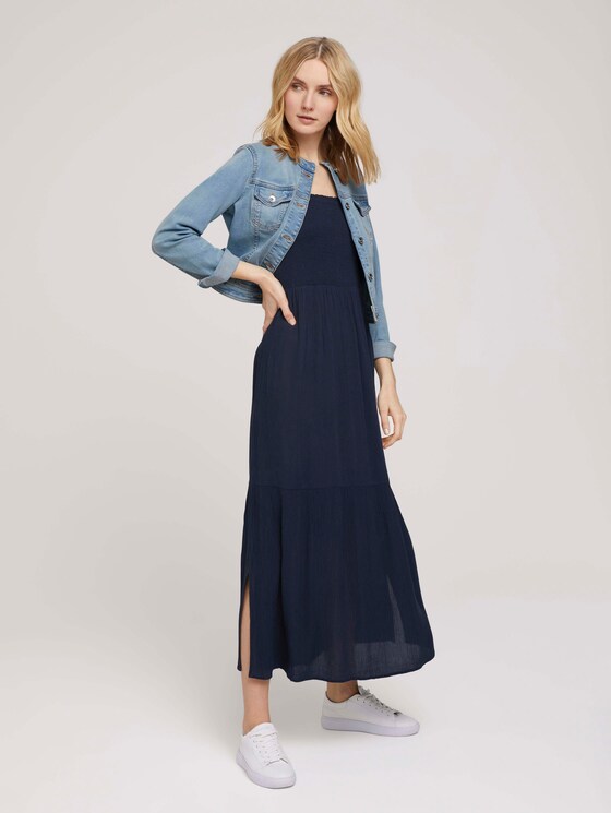 Gerafftes Midikleid mit Spaghettiträgern - Frauen - Sky Captain Blue Gerafftes Midikleid mit Spaghettiträgern - Frauen - Sky Captain Blue - 3 - TOM TAILOR