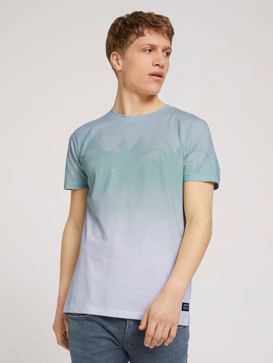 T-Shirt mit Farbverlauf - Männer - mint palm photo print T-Shirt mit Farbverlauf - Männer - mint palm photo print - 1 - TOM TAILOR Denim