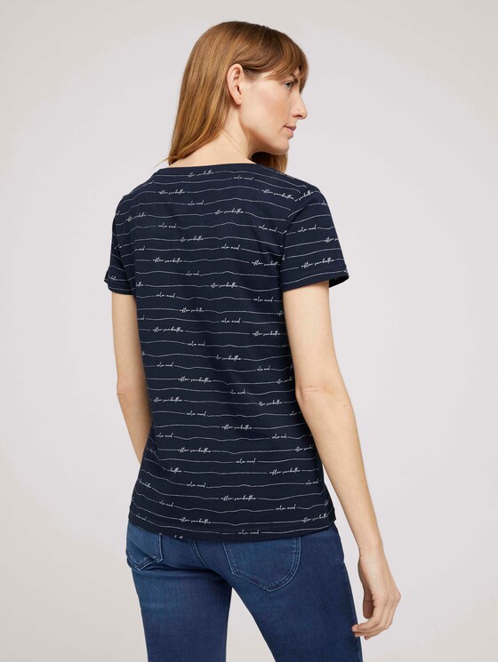 Print T-Shirt mit Bio-Baumwolle - Frauen - blue wording design Print T-Shirt mit Bio-Baumwolle - Frauen - blue wording design - 2 - TOM TAILOR