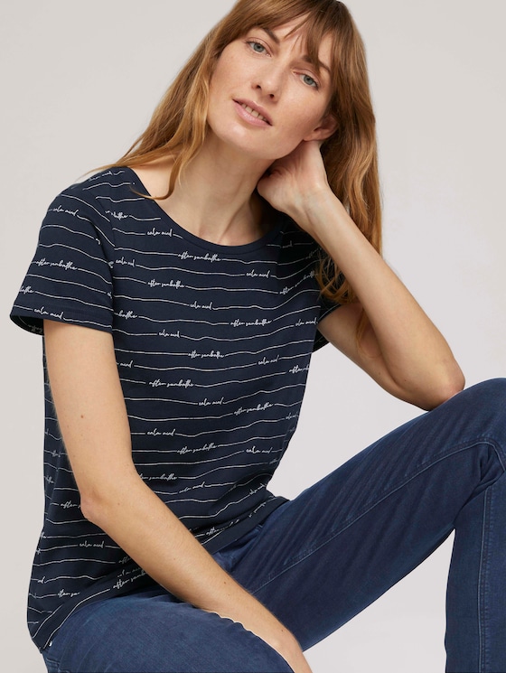 Print T-Shirt mit Bio-Baumwolle - Frauen - blue wording design Print T-Shirt mit Bio-Baumwolle - Frauen - blue wording design - 5 - TOM TAILOR