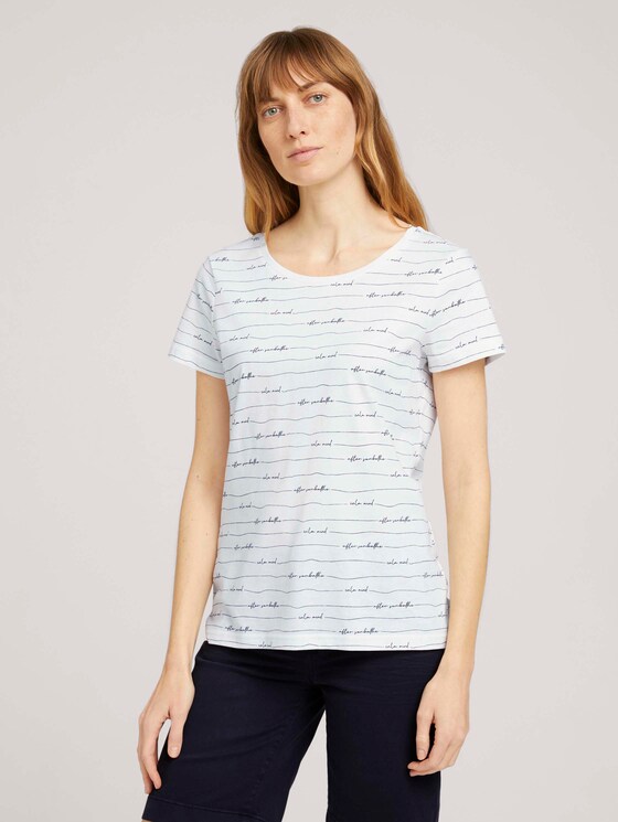 Print T-Shirt mit Bio-Baumwolle - Frauen - offwhite wording design Print T-Shirt mit Bio-Baumwolle - Frauen - offwhite wording design - 1 - TOM TAILOR
