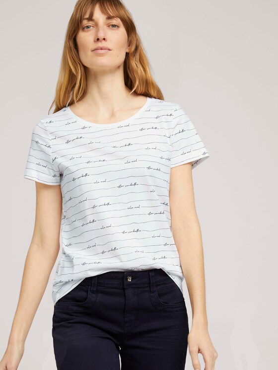 Print T-Shirt mit Bio-Baumwolle - Frauen - offwhite wording design Print T-Shirt mit Bio-Baumwolle - Frauen - offwhite wording design - 5 - TOM TAILOR
