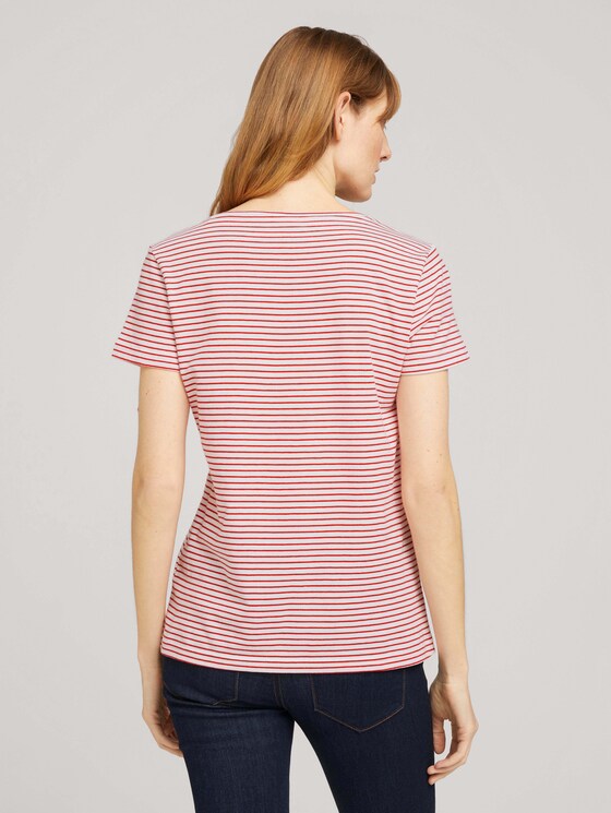 Print T-Shirt mit Bio-Baumwolle - Frauen - offwhite red stripe Print T-Shirt mit Bio-Baumwolle - Frauen - offwhite red stripe - 2 - TOM TAILOR