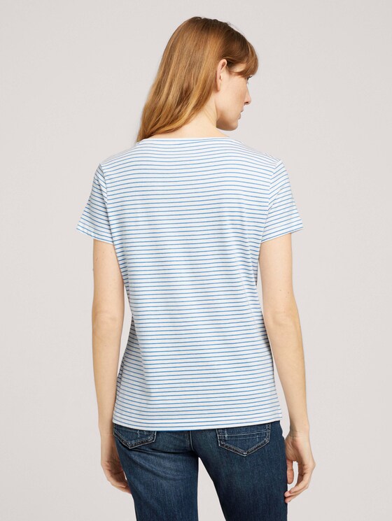 Print T-Shirt mit Bio-Baumwolle - Frauen - offwhite blue stripe Print T-Shirt mit Bio-Baumwolle - Frauen - offwhite blue stripe - 2 - TOM TAILOR