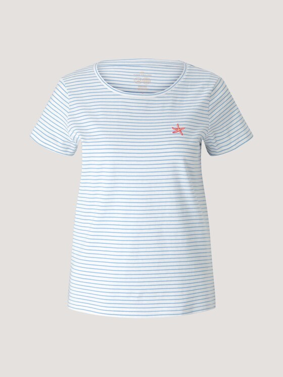 Print T-Shirt mit Bio-Baumwolle - Frauen - offwhite blue stripe Print T-Shirt mit Bio-Baumwolle - Frauen - offwhite blue stripe - 7 - TOM TAILOR