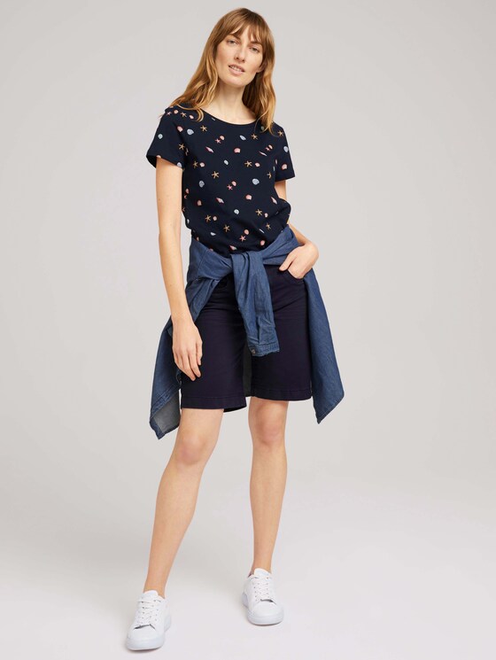 Print T-Shirt mit Bio-Baumwolle - Frauen - navy seashell design Print T-Shirt mit Bio-Baumwolle - Frauen - navy seashell design - 3 - TOM TAILOR