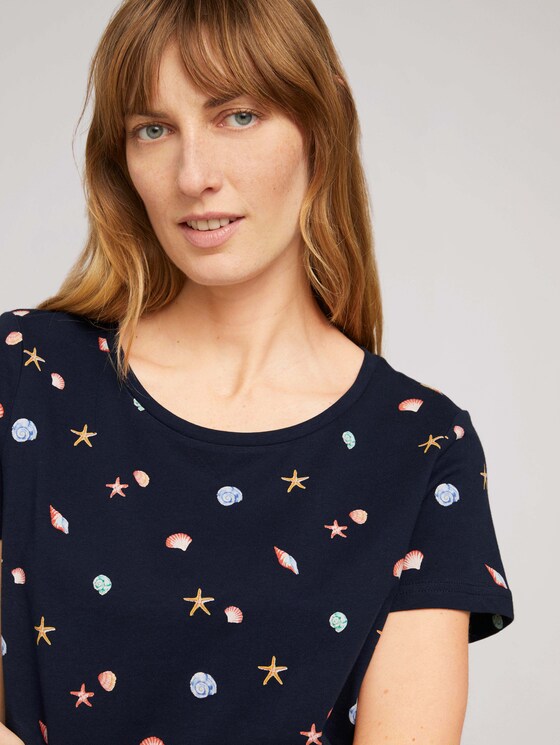Print T-Shirt mit Bio-Baumwolle - Frauen - navy seashell design Print T-Shirt mit Bio-Baumwolle - Frauen - navy seashell design - 5 - TOM TAILOR