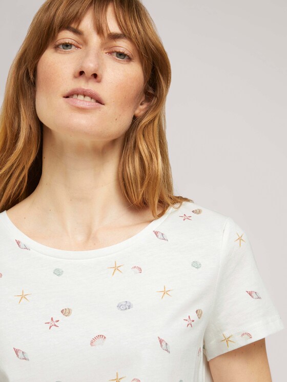 Print T-Shirt mit Bio-Baumwolle - Frauen - offwhite seashell design Print T-Shirt mit Bio-Baumwolle - Frauen - offwhite seashell design - 9 - TOM TAILOR