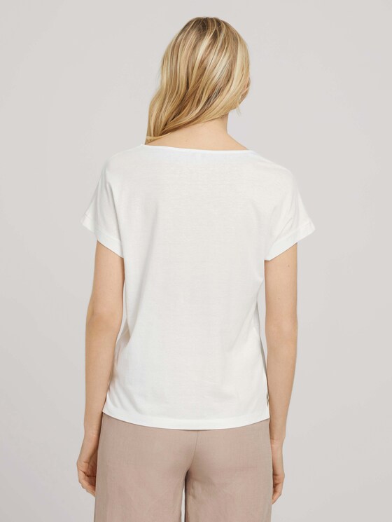 Loose Fit T-Shirt mit Faltenlegung - Frauen - Whisper White Loose Fit T-Shirt mit Faltenlegung - Frauen - Whisper White - 2 - TOM TAILOR