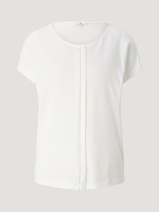 Loose Fit T-Shirt mit Faltenlegung - Frauen - Whisper White Loose Fit T-Shirt mit Faltenlegung - Frauen - Whisper White - 7 - TOM TAILOR