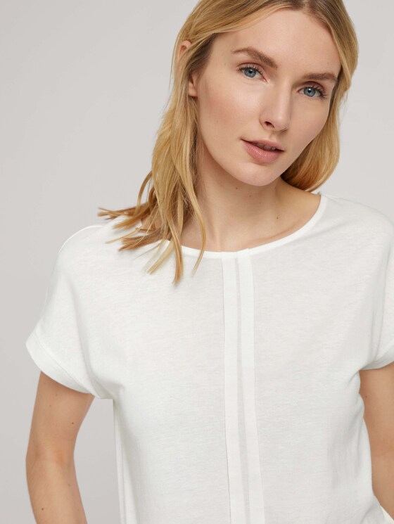 Loose Fit T-Shirt mit Faltenlegung - Frauen - Whisper White Loose Fit T-Shirt mit Faltenlegung - Frauen - Whisper White - 9 - TOM TAILOR