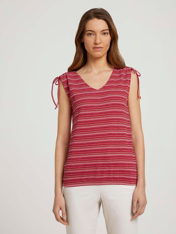 Gestreiftes Top mit Bio-Baumwolle - Frauen - red structure design Gestreiftes Top mit Bio-Baumwolle - Frauen - red structure design - 1 - TOM TAILOR