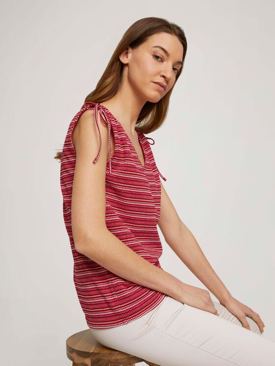 Gestreiftes Top mit Bio-Baumwolle - Frauen - red structure design Gestreiftes Top mit Bio-Baumwolle - Frauen - red structure design - 5 - TOM TAILOR
