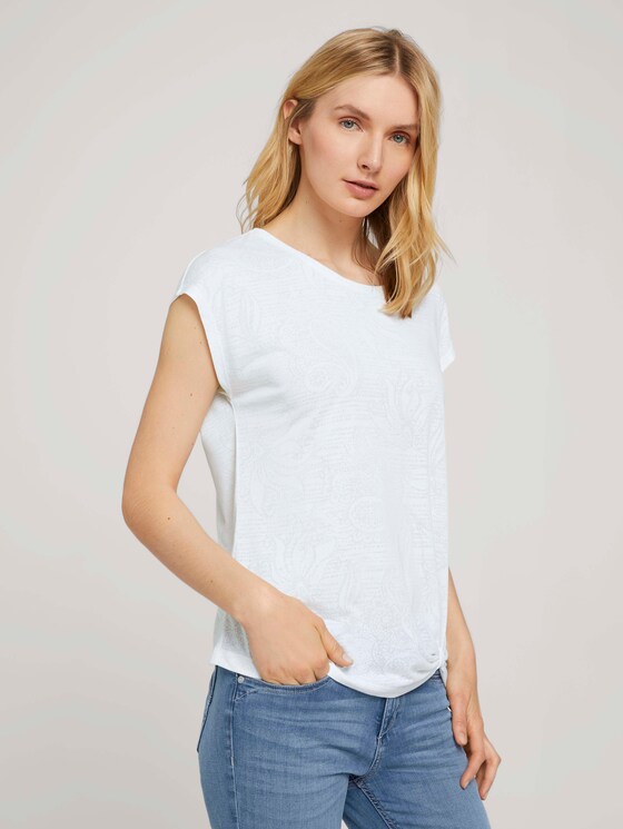 T-Shirt mit Knotendetail - Frauen - offwhite paisley design T-Shirt mit Knotendetail - Frauen - offwhite paisley design - 1 - TOM TAILOR