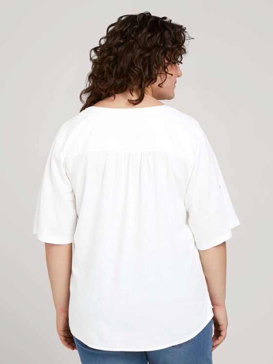 Plus - Henleybluse mit Leinen - Frauen - Whisper White Plus - Henleybluse mit Leinen - Frauen - Whisper White - 2 - My True Me