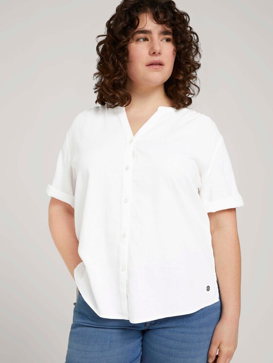 Plus - Henleybluse mit Leinen - Frauen - Whisper White Plus - Henleybluse mit Leinen - Frauen - Whisper White - 5 - My True Me