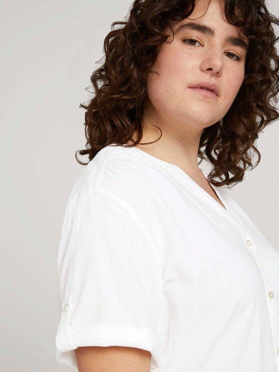 Plus - Henleybluse mit Leinen - Frauen - Whisper White Plus - Henleybluse mit Leinen - Frauen - Whisper White - 9 - My True Me