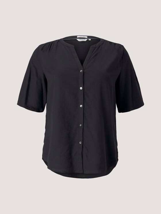 Henleybluse mit Leinen - Frauen - deep black Henleybluse mit Leinen - Frauen - deep black - 7 - My True Me