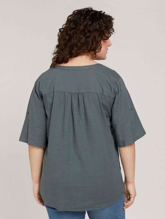 Curvy - Henleybluse mit Leinen - Frauen - washed jasper green Curvy - Henleybluse mit Leinen - Frauen - washed jasper green - 2 - My True Me
