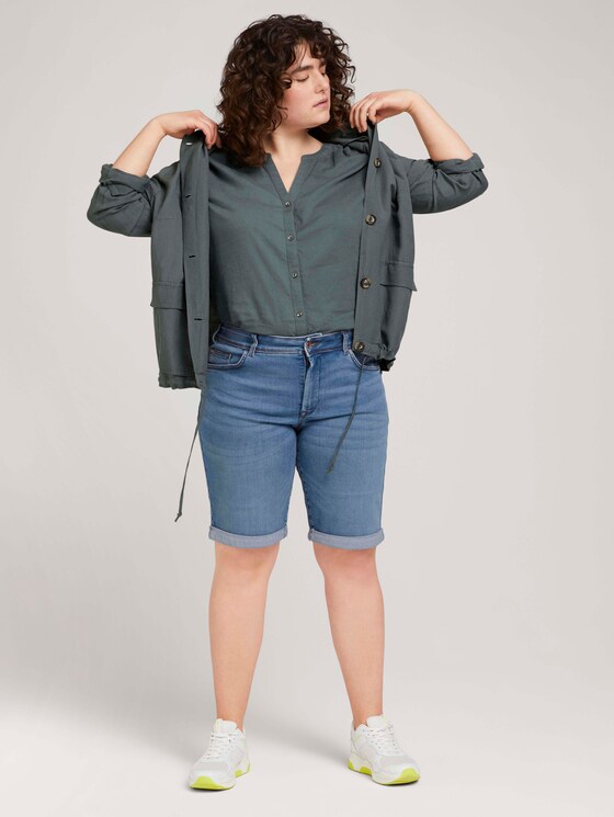 Curvy - Henleybluse mit Leinen - Frauen - washed jasper green Curvy - Henleybluse mit Leinen - Frauen - washed jasper green - 3 - My True Me
