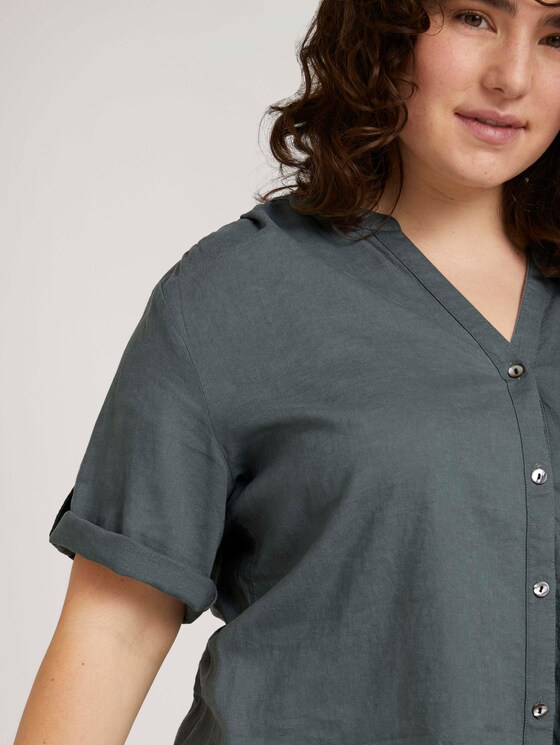 Curvy - Henleybluse mit Leinen - Frauen - washed jasper green Curvy - Henleybluse mit Leinen - Frauen - washed jasper green - 9 - My True Me