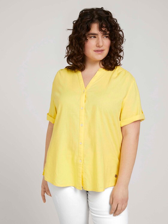 Henleybluse mit Leinen - Frauen - mellow yellow Henleybluse mit Leinen - Frauen - mellow yellow - 1 - My True Me