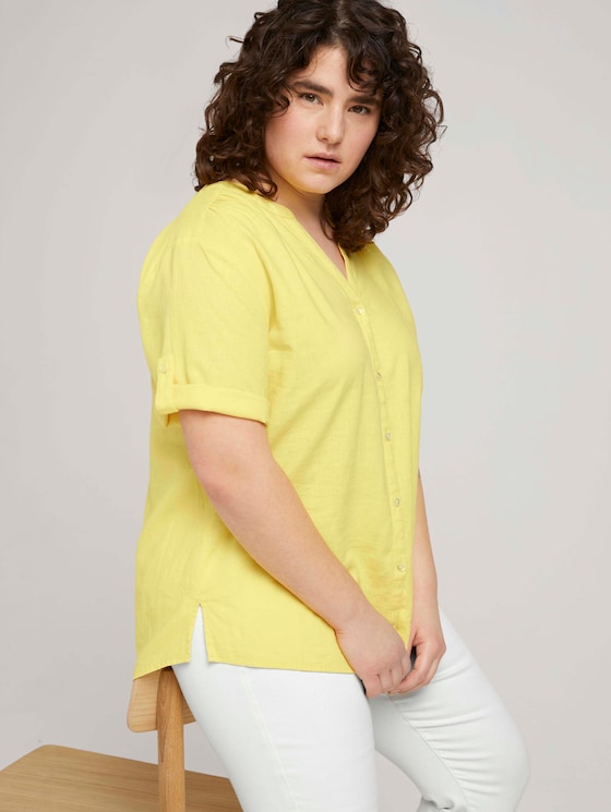 Henleybluse mit Leinen - Frauen - mellow yellow Henleybluse mit Leinen - Frauen - mellow yellow - 5 - My True Me