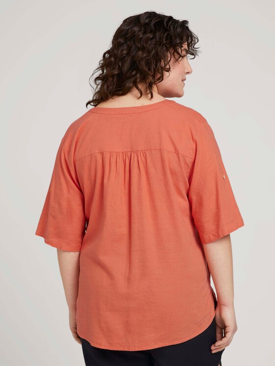 Henleybluse mit Leinen - Frauen - sundown coral Henleybluse mit Leinen - Frauen - sundown coral - 2 - My True Me