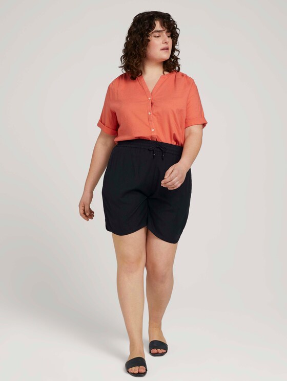 Henleybluse mit Leinen - Frauen - sundown coral Henleybluse mit Leinen - Frauen - sundown coral - 3 - My True Me