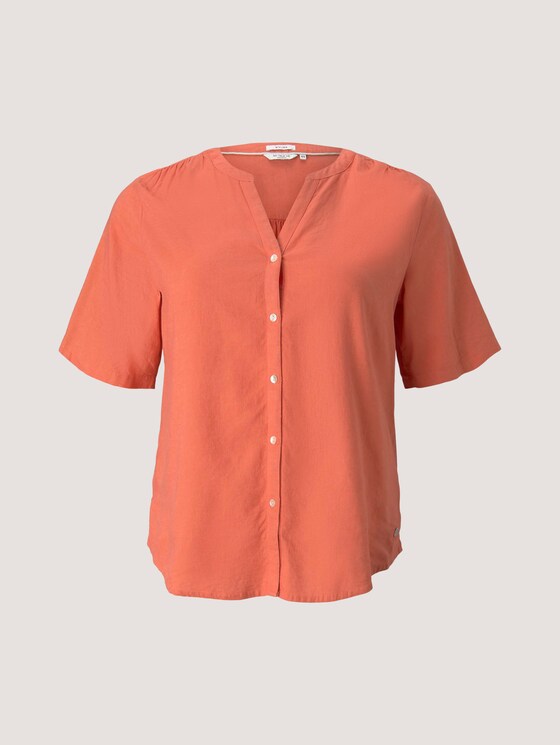 Henleybluse mit Leinen - Frauen - sundown coral Henleybluse mit Leinen - Frauen - sundown coral - 7 - My True Me
